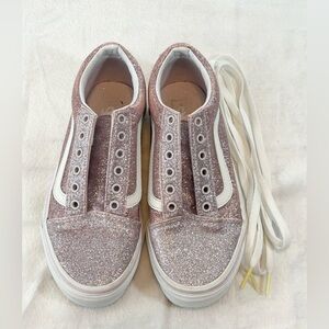 Girls Vans Pink Glitter Old Skool Tennis Shoes - Size 3.5
